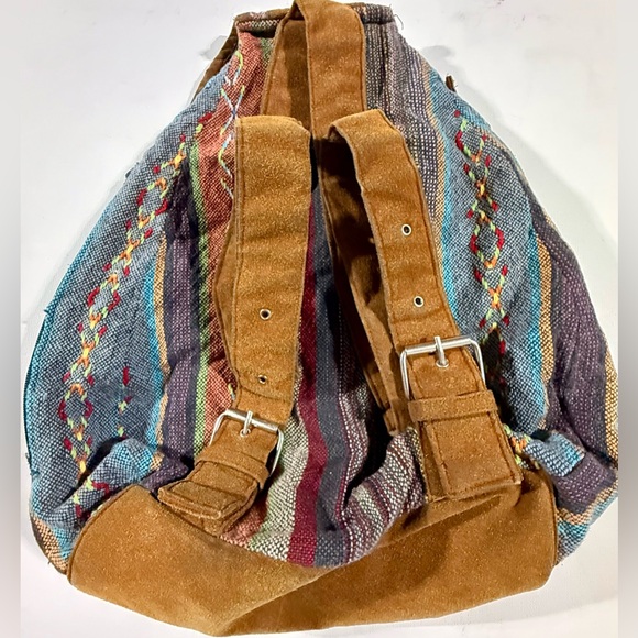 Brown Bohemian Backpack with Southwestern Pattern Made in India - Picture 2 of 11
